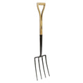 Fourche de jardin en acier au carbone à 4 dents avec manche en frêne