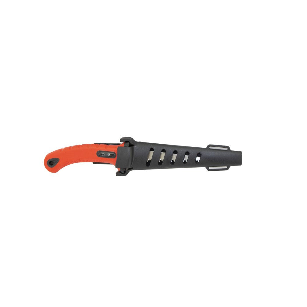 Mini-scie d'élagage avec étui de protection noir, manche orange