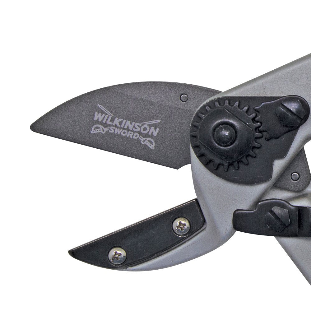 Sécateur à enclume professionnel avec poignée souple, corps en aluminium noir et rouge