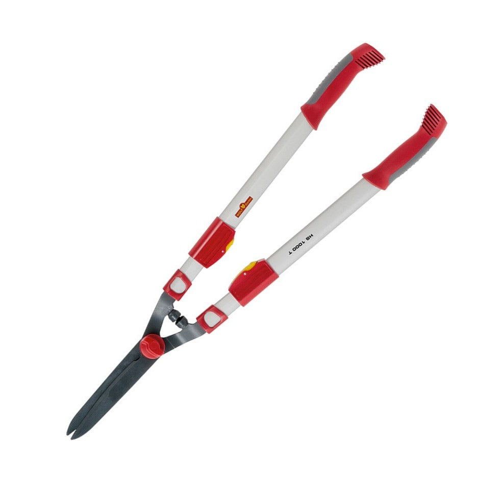 Cisaille à haie télescopique Rouge et blanc Manche long réglable Outil de jardin