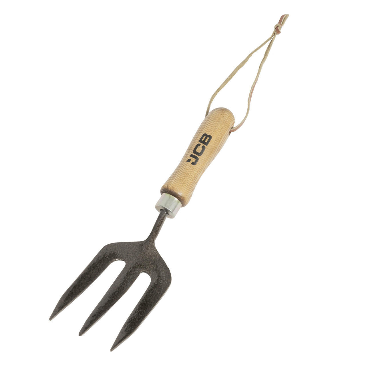 Fourche à main 3 dents avec manche en frêne, acier au carbone