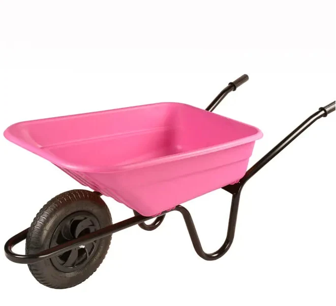 Brouette 90 L en polyéthylène, verte/rose, robuste, pour le jardin
