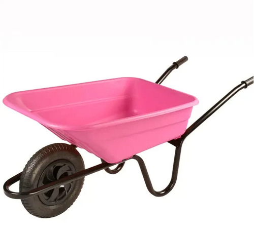 Brouette 90 L en polyéthylène, verte/rose, robuste, pour le jardin